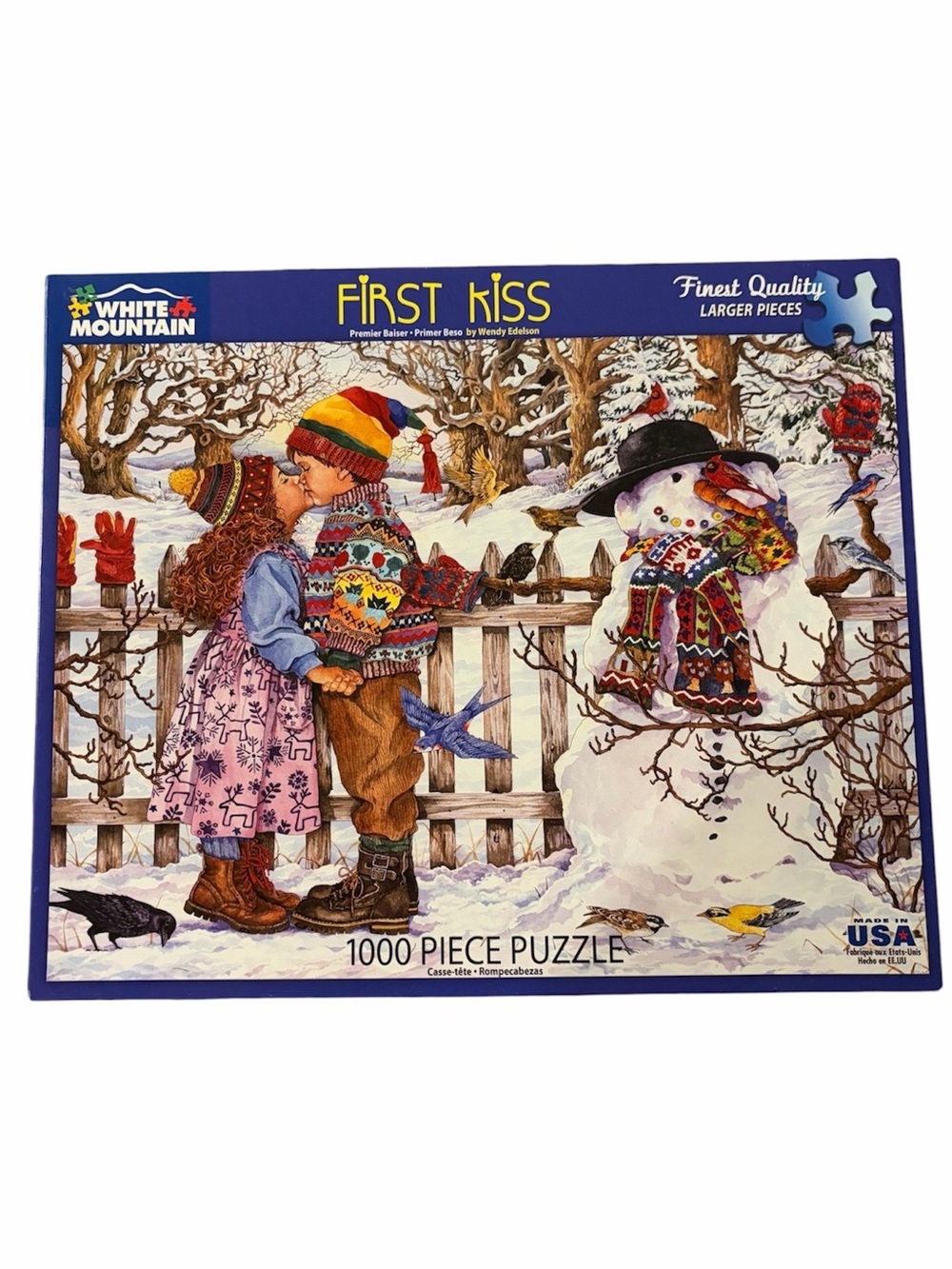 White Mountain First Kiss Winter  1000 Piece Puzzle #1377
